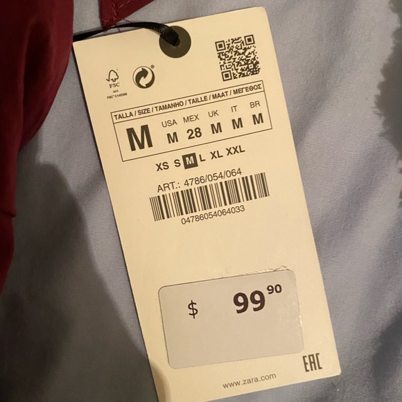 Zara Burgundy Linen Mini Dress - Picture 2 of 2